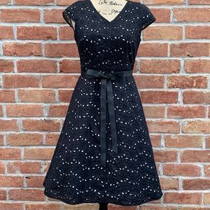 Talbots Black and White Eyelet Dress